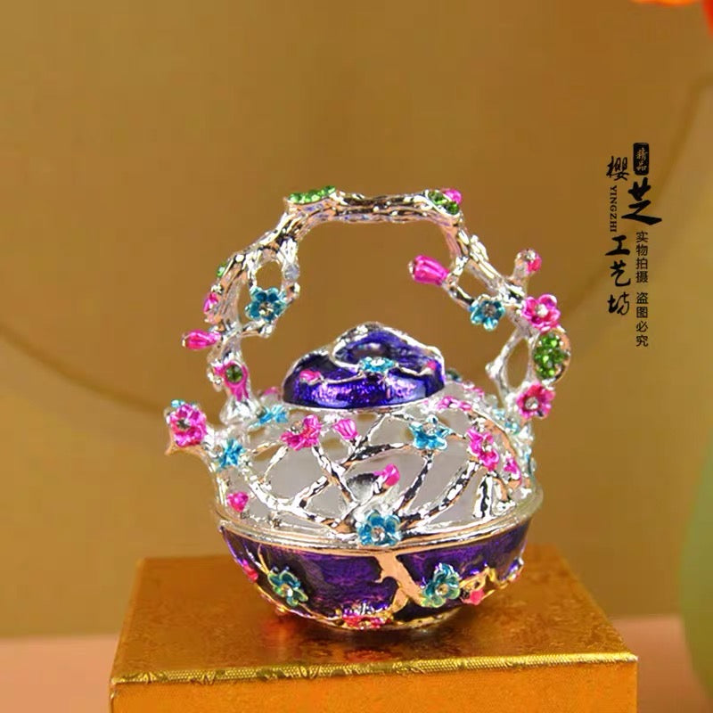 #HA1022-High grade Trinket box Jewelry box handmade Metal Enameled Ornament Hand-Embellished Gift for Lover