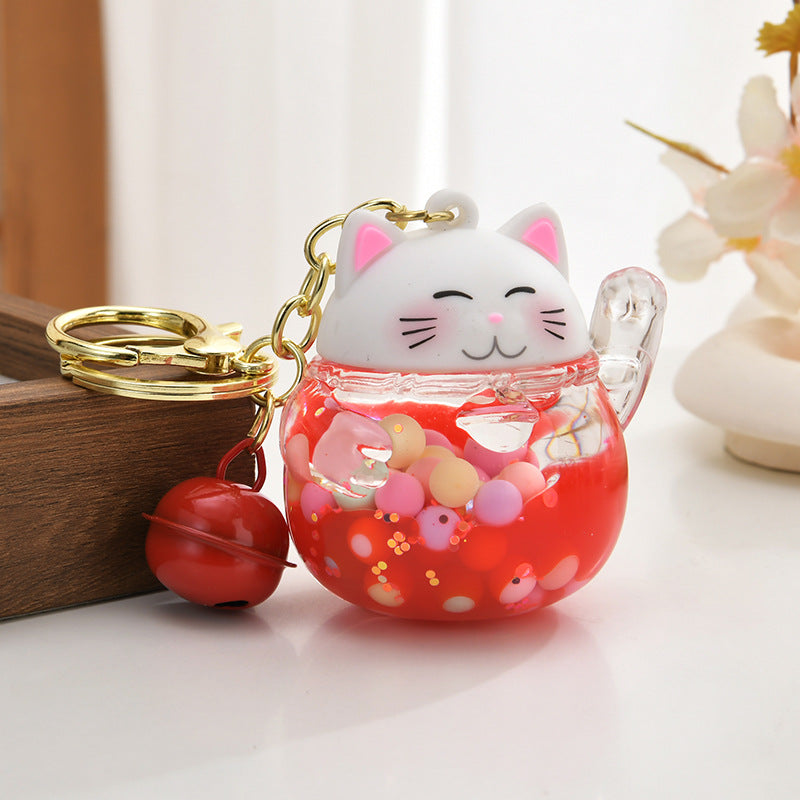 luckycat keyring fortune cat keychain liquid floating cat gift figurine souvenir
