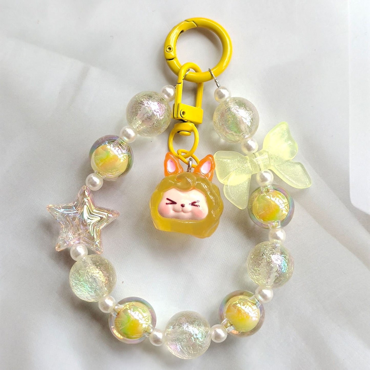 #HA1025 4 pcs lot kiki bead wrist lanyard wristlet bracelet phone strap keychain keyring blindbox for women purse charms gift