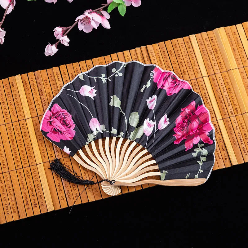 #HE1002 3 pcs lot Silk Bamboo bone Folding Fans Hand Held Fan Chinese Style Flower Painting Fans Party Deco Gift