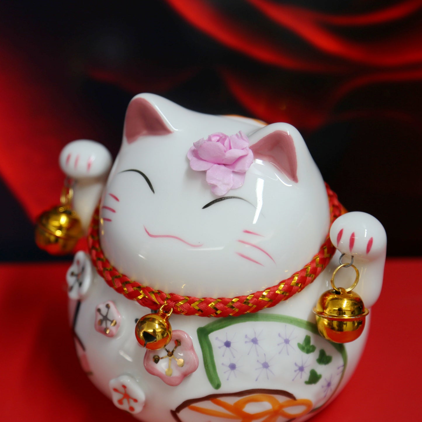 #HD1002-9 Cherry blossom fortune cat money bank home deco ceramic maneki neko
