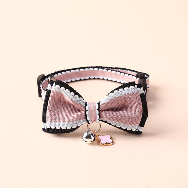 PT1006 Cat bow necklace Cute dog collar with adjustable tie and bell jewelry decoration pet dog kitten pendant