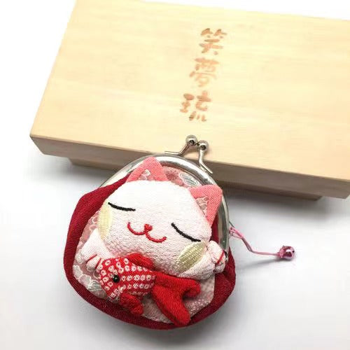 #HA1001 coin purse fortune cat maneki multi purpose pocket cloth handbag key holder