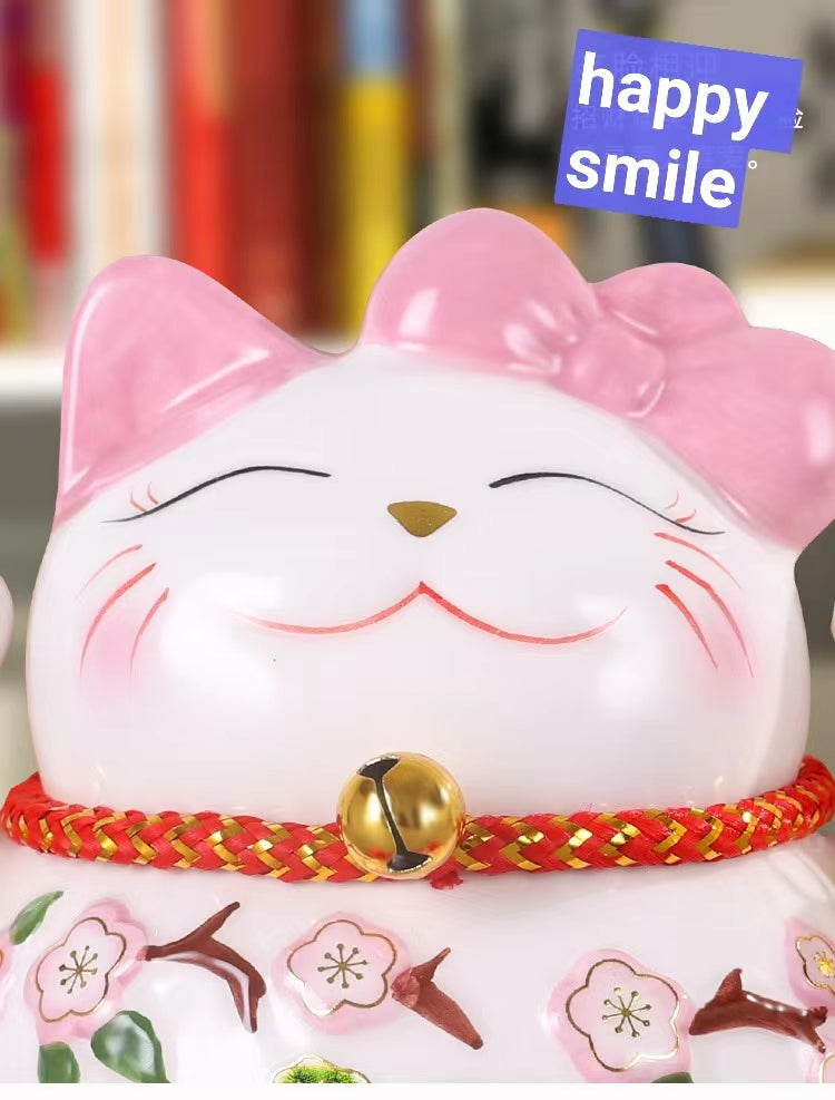 #103 Kitty peach blossom home deco ceramic fortune cat lucky cat maneki neko money bank