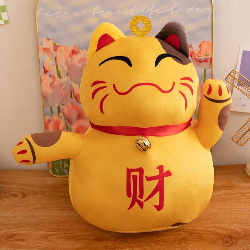 35cm Fortune Cat Plush Toys Stuffed Soft animal Plush Pillow Creative Bell Lucky Cat Gifts Doll
