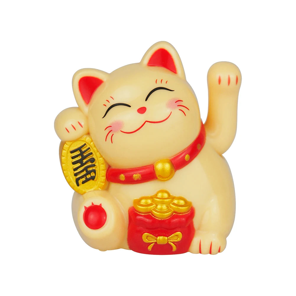 #HD1045 2 inch Mini Solar Waving Lucky Cat Car Decoration Home Desktop Ornaments