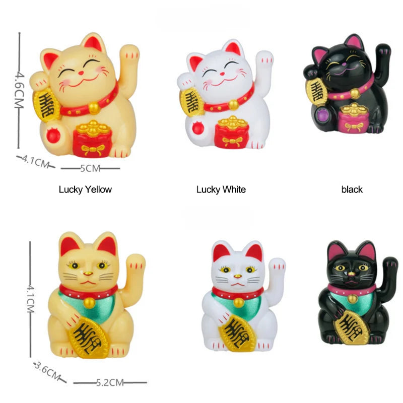 #HD1045 2 inch Mini Solar Waving Lucky Cat Car Decoration Home Desktop Ornaments