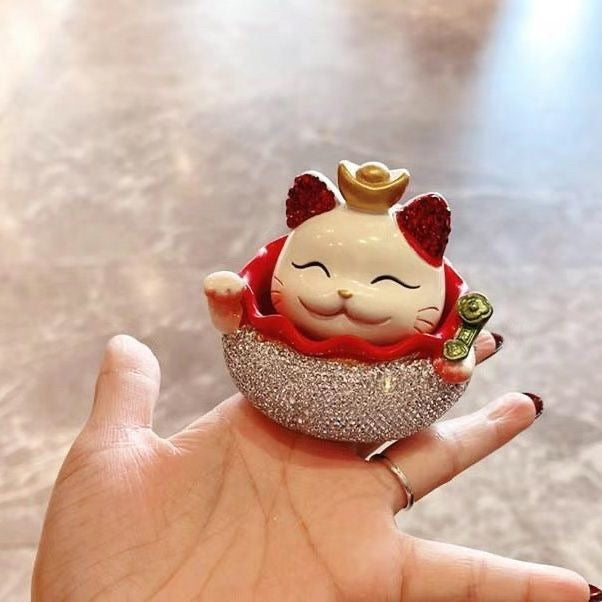 #HD1032 Rhinestone lucky cat Nodding heads for car decoration gift