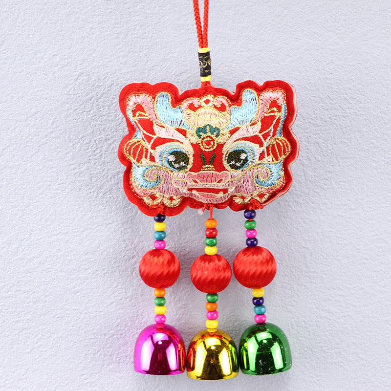 2024 embroydery lucky Dragon Festive Blessing talisman Wind Chime Hanging Pendant Decoration