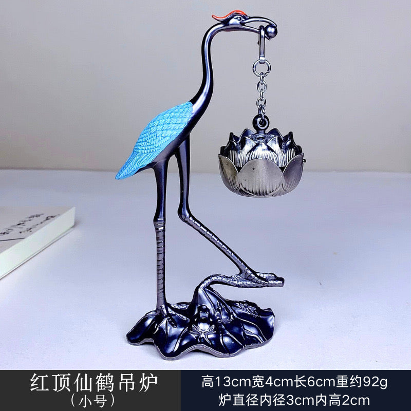 #HD1039 Crane Incense Burner VINTAGE Backflow Smoke Water Fall Incense Holder Burner Stove For Cones Coils Aromatherapy Burner