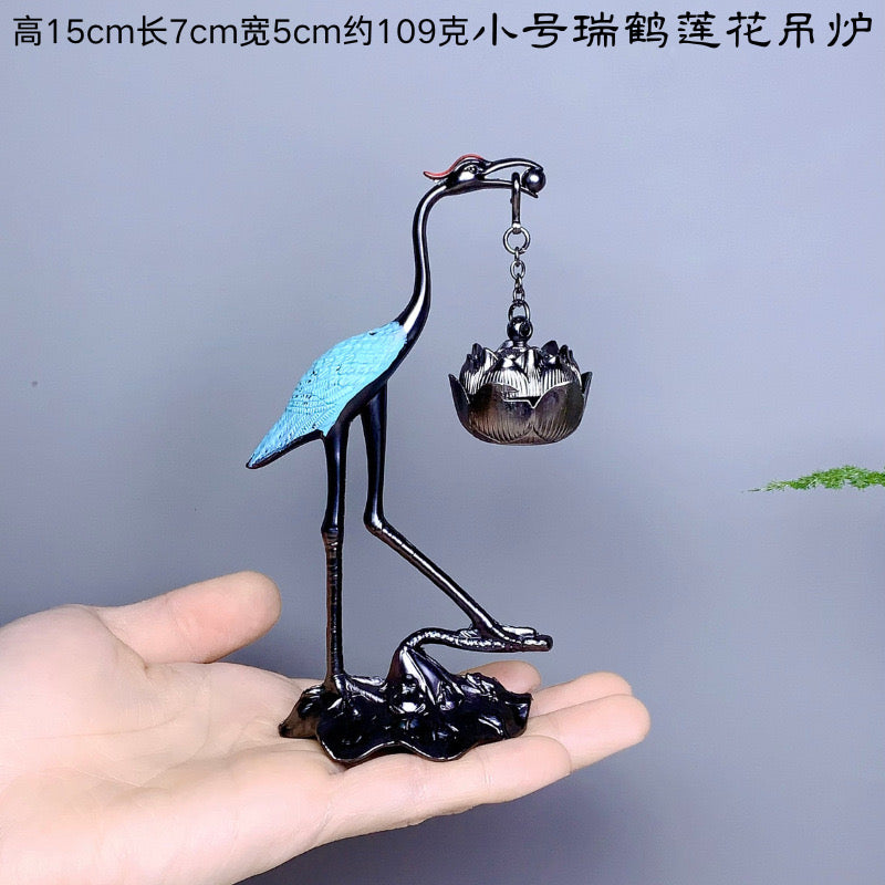 #HD1039 Crane Incense Burner VINTAGE Backflow Smoke Water Fall Incense Holder Burner Stove For Cones Coils Aromatherapy Burner