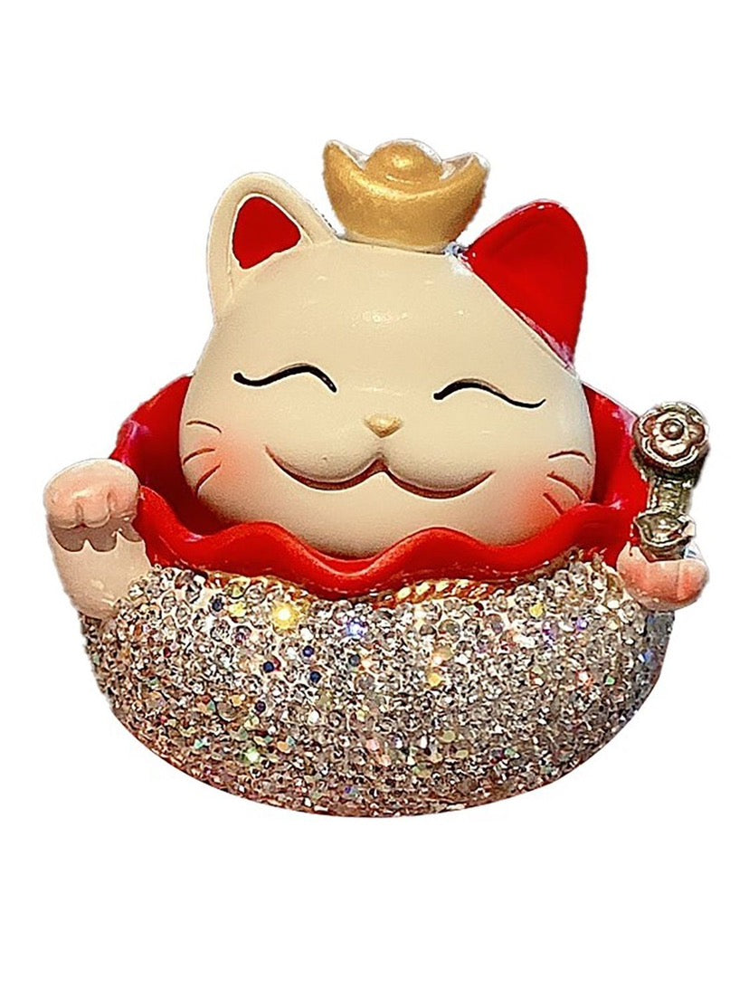 #HD1032 Rhinestone lucky cat Nodding heads for car decoration gift