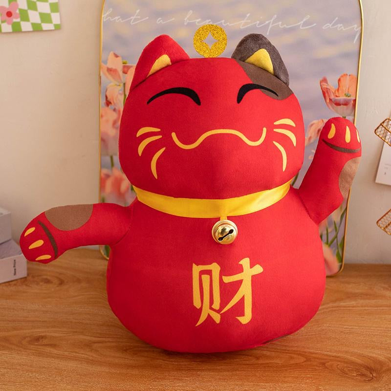 35cm Fortune Cat Plush Toys Stuffed Soft animal Plush Pillow Creative Bell Lucky Cat Gifts Doll