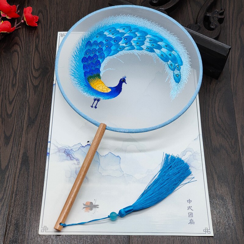 #JA-1013 -5pc lot(4+1pcstand) Silk Embroidery fan handmade Chinese Style Embroidery