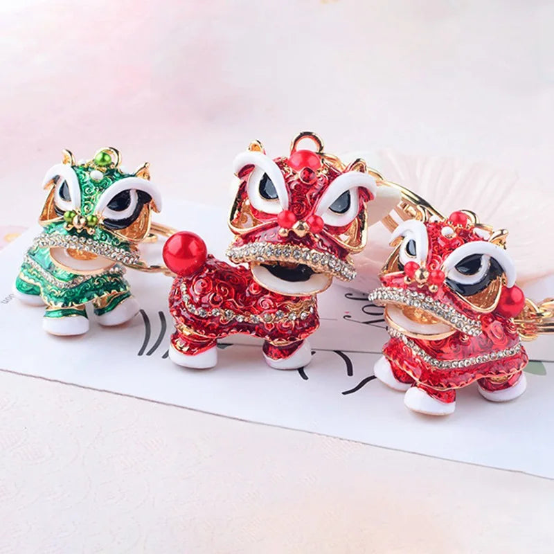 #HA1019 Dancing Lion Key Chain Colorful Chinese Ethnic Keychain Car Pendant gift souvenir