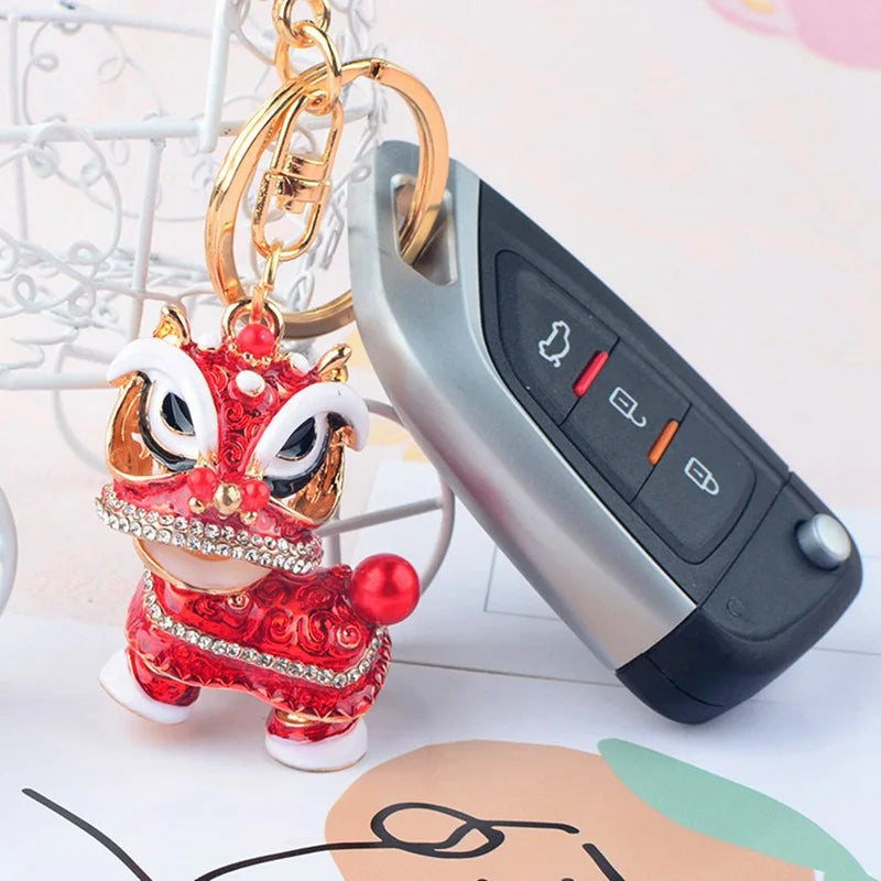 #HA1019 Dancing Lion Key Chain Colorful Chinese Ethnic Keychain Car Pendant gift souvenir