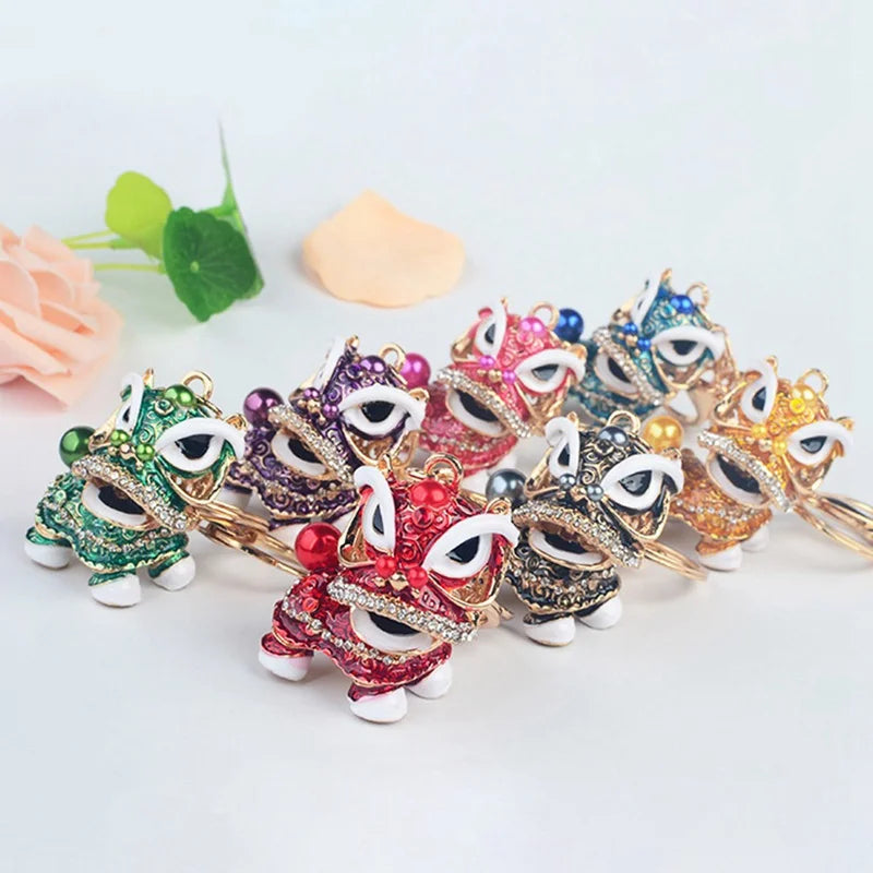 #HA1019 Dancing Lion Key Chain Colorful Chinese Ethnic Keychain Car Pendant gift souvenir