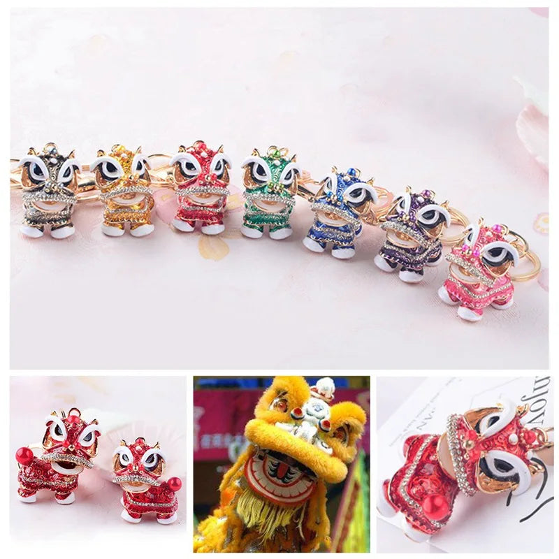 #HA1019 Dancing Lion Key Chain Colorful Chinese Ethnic Keychain Car Pendant gift souvenir