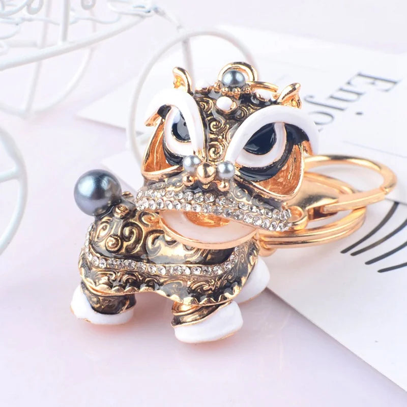#HA1019 Dancing Lion Key Chain Colorful Chinese Ethnic Keychain Car Pendant gift souvenir
