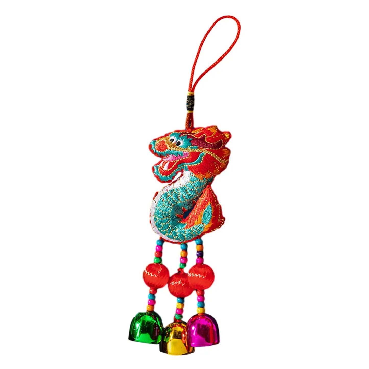 2024 embroydery lucky Dragon Festive Blessing talisman Wind Chime Hanging Pendant Decoration