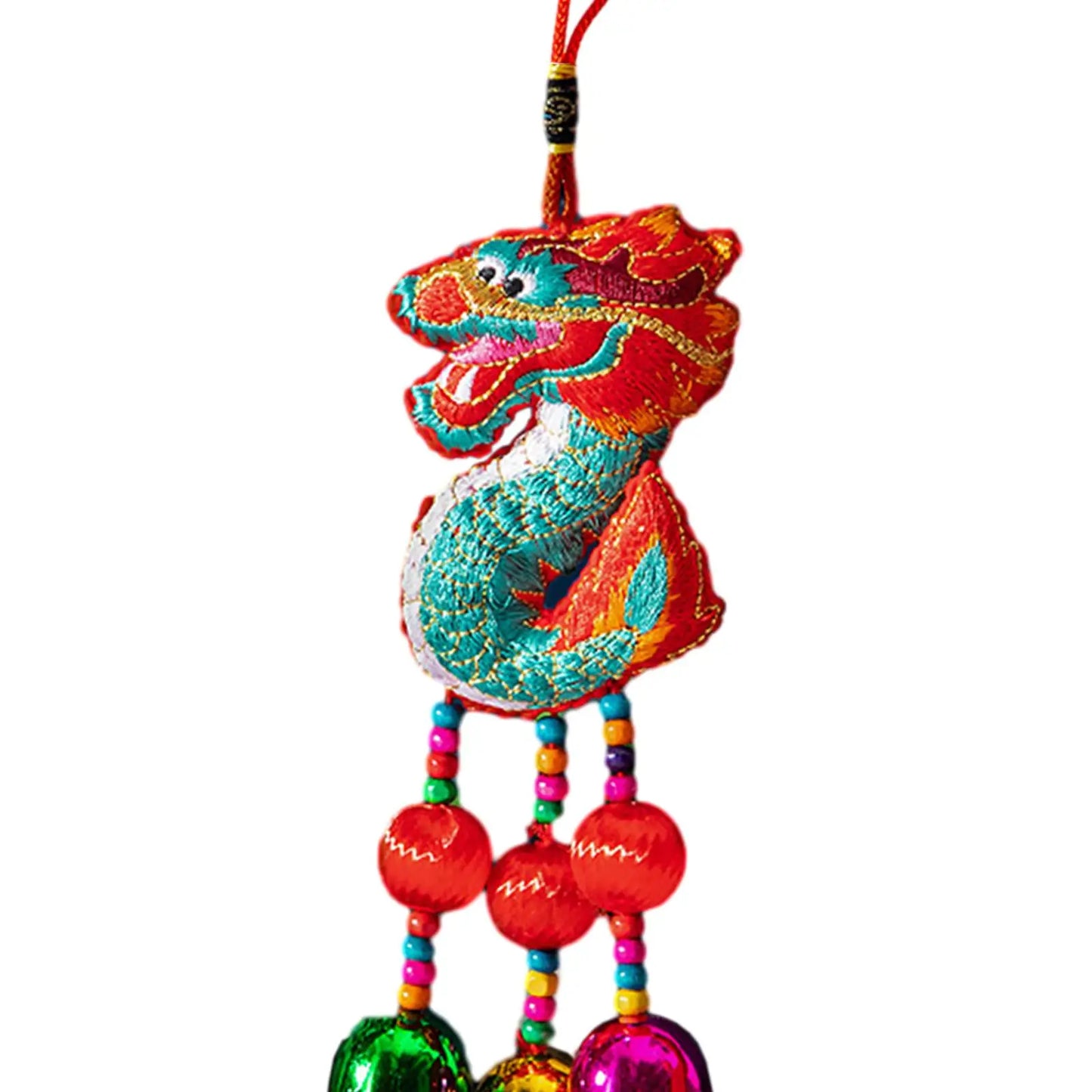 2024 embroydery lucky Dragon Festive Blessing talisman Wind Chime Hanging Pendant Decoration