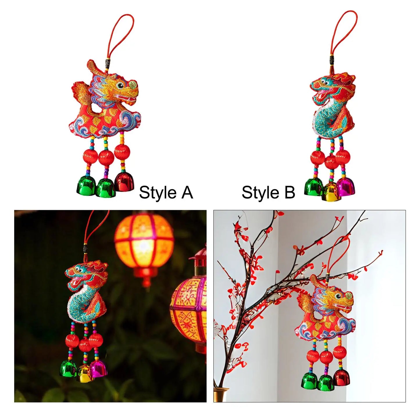 2024 embroydery lucky Dragon Festive Blessing talisman Wind Chime Hanging Pendant Decoration