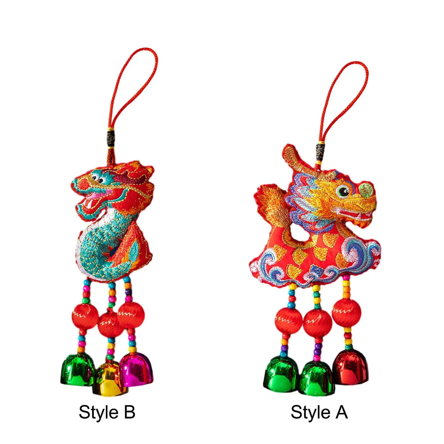 2024 embroydery lucky Dragon Festive Blessing talisman Wind Chime Hanging Pendant Decoration