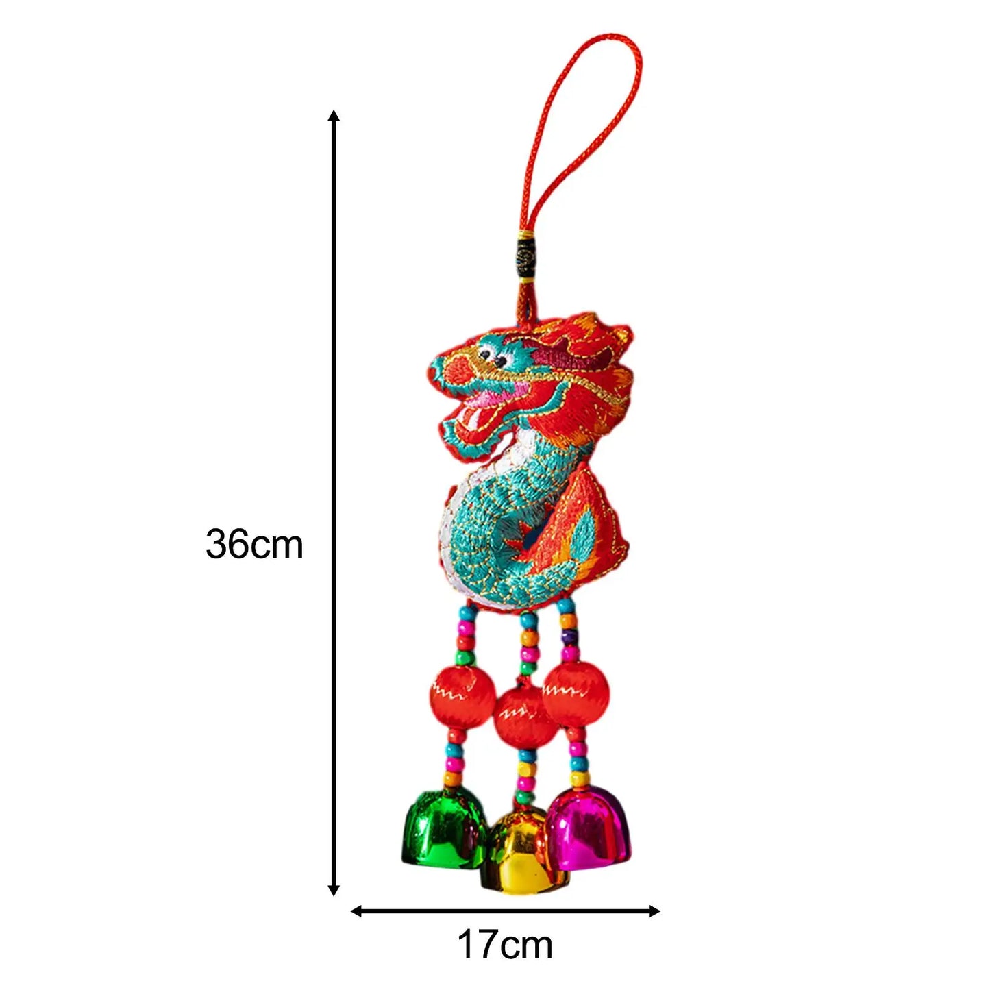 2024 embroydery lucky Dragon Festive Blessing talisman Wind Chime Hanging Pendant Decoration
