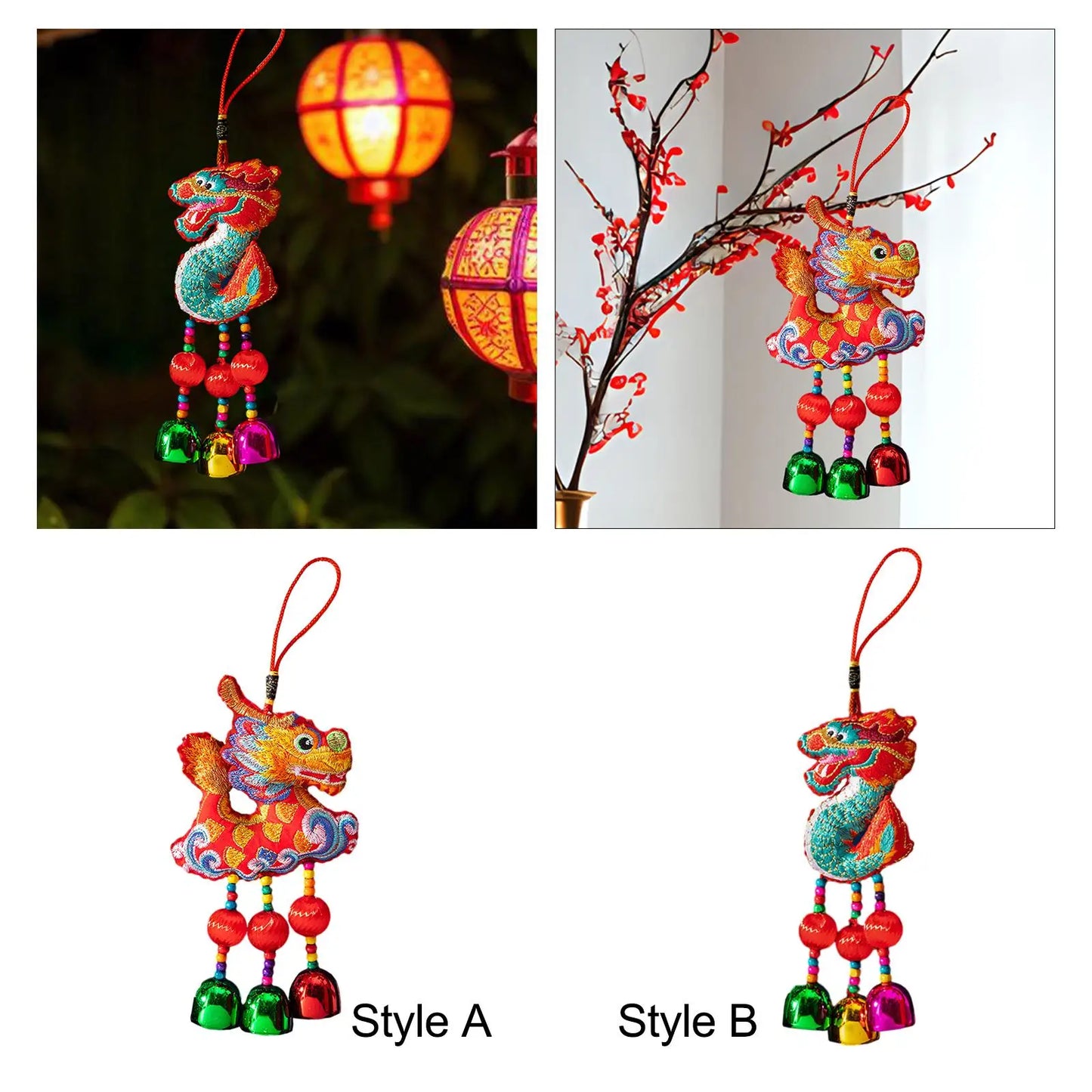 2024 embroydery lucky Dragon Festive Blessing talisman Wind Chime Hanging Pendant Decoration