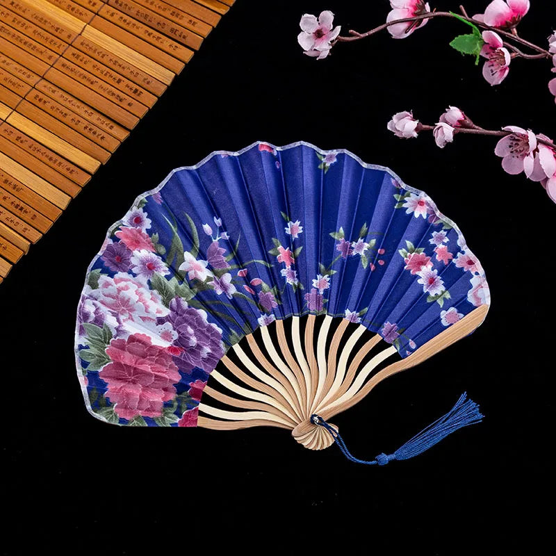 #HE1002 3 pcs lot Silk Bamboo bone Folding Fans Hand Held Fan Chinese Style Flower Painting Fans Party Deco Gift