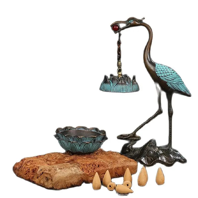 #HD1039 Crane Incense Burner VINTAGE Backflow Smoke Water Fall Incense Holder Burner Stove For Cones Coils Aromatherapy Burner