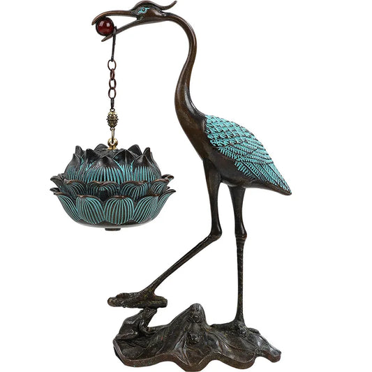 #HD1039 Crane Incense Burner VINTAGE Backflow Smoke Water Fall Incense Holder Burner Stove For Cones Coils Aromatherapy Burner