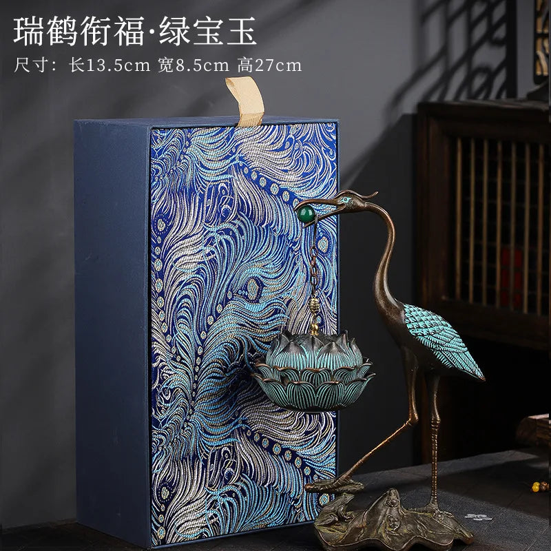 #HD1039 Crane Incense Burner VINTAGE Backflow Smoke Water Fall Incense Holder Burner Stove For Cones Coils Aromatherapy Burner