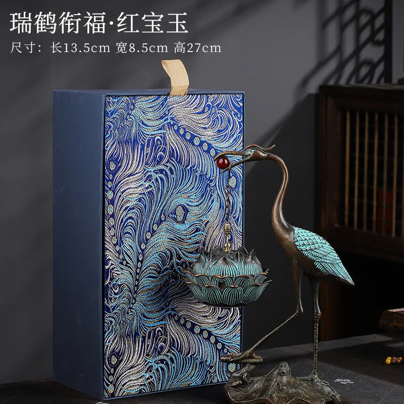 #HD1039 Crane Incense Burner VINTAGE Backflow Smoke Water Fall Incense Holder Burner Stove For Cones Coils Aromatherapy Burner