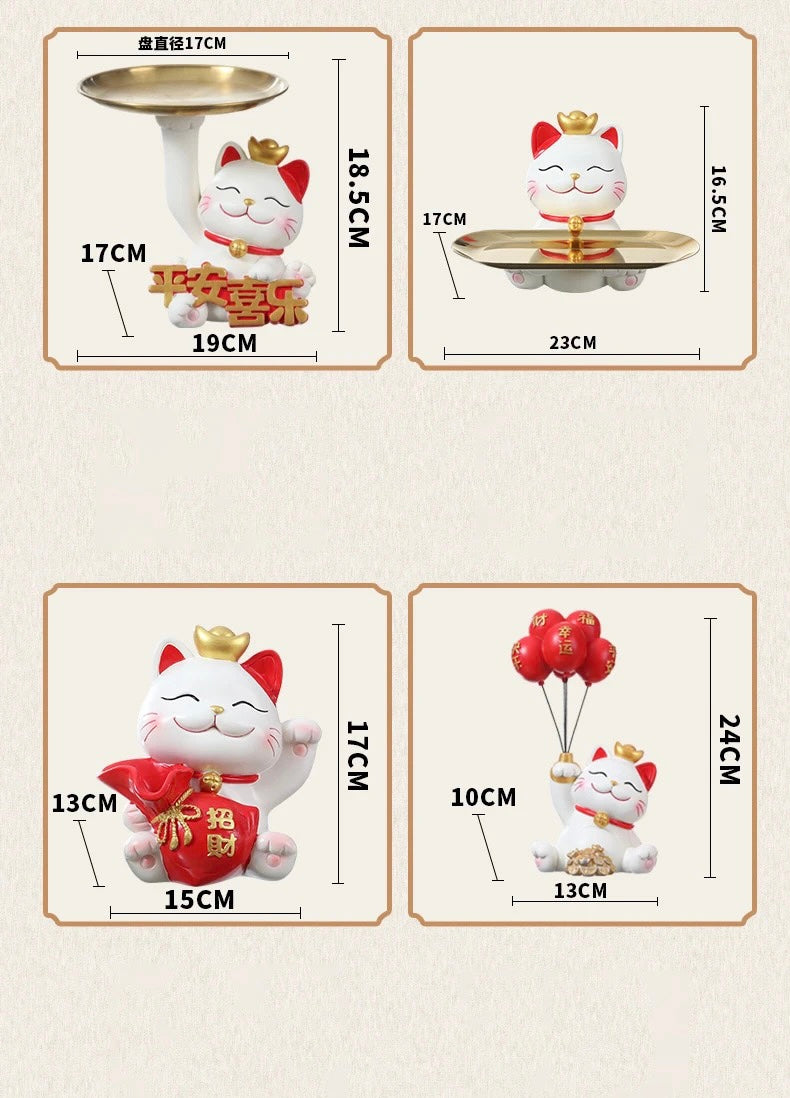 #1031 Lucky Cat Storage Tray Kawaii  Snack Food Holder Desk Ornaments Decoration Gift