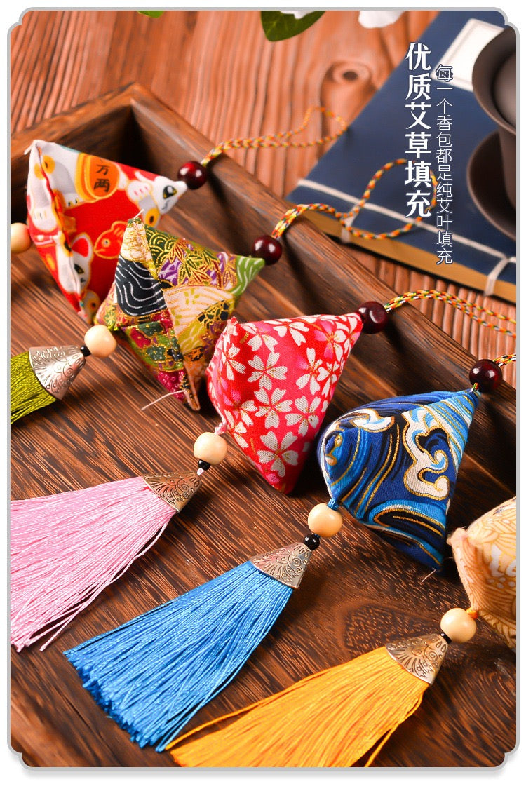 #HA1003 random 8 pcs lot Festival Sachet embroidery natual chinese herb perfume bag hanging decoration protective talisman