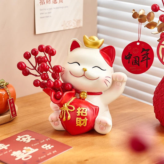 #1031 Lucky Cat Storage Tray Kawaii  Snack Food Holder Desk Ornaments Decoration Gift