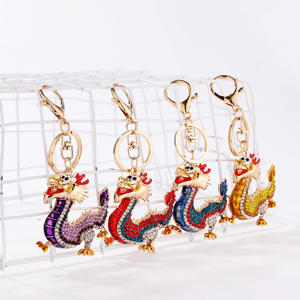 #HA1020 Dancing dragon chinese zodiac keychain keyring car key hangbag accessories