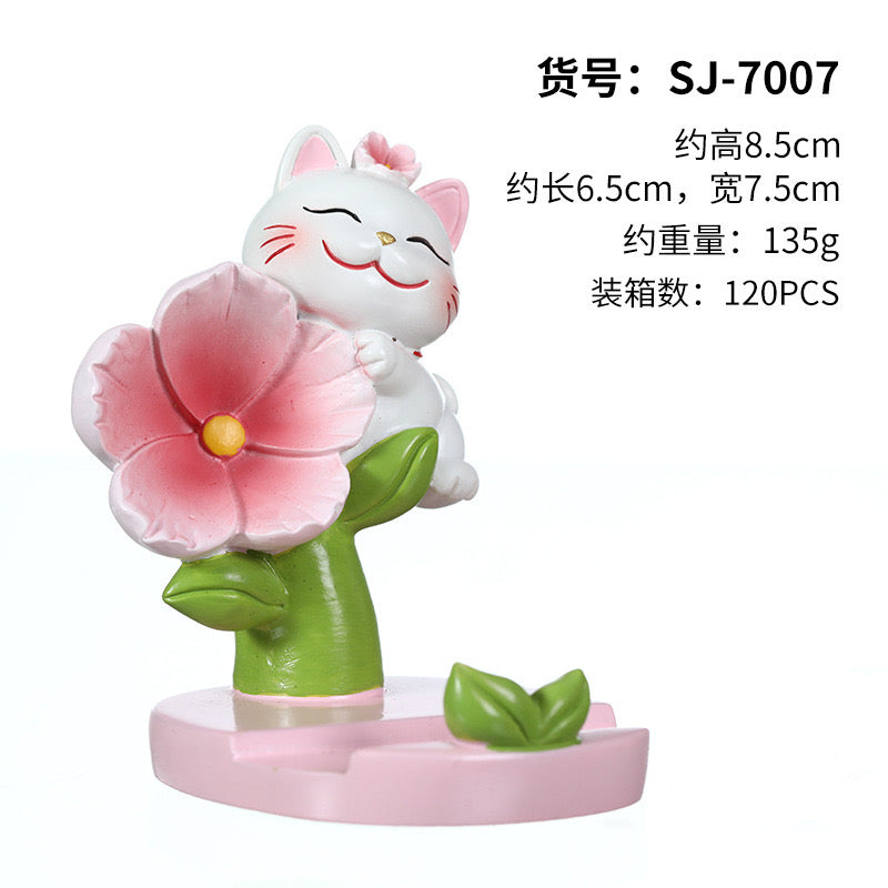Sakura lucky cat Maneki Neko Figurine fortune cat Fairy Garden Car Decoration nodding wobbling