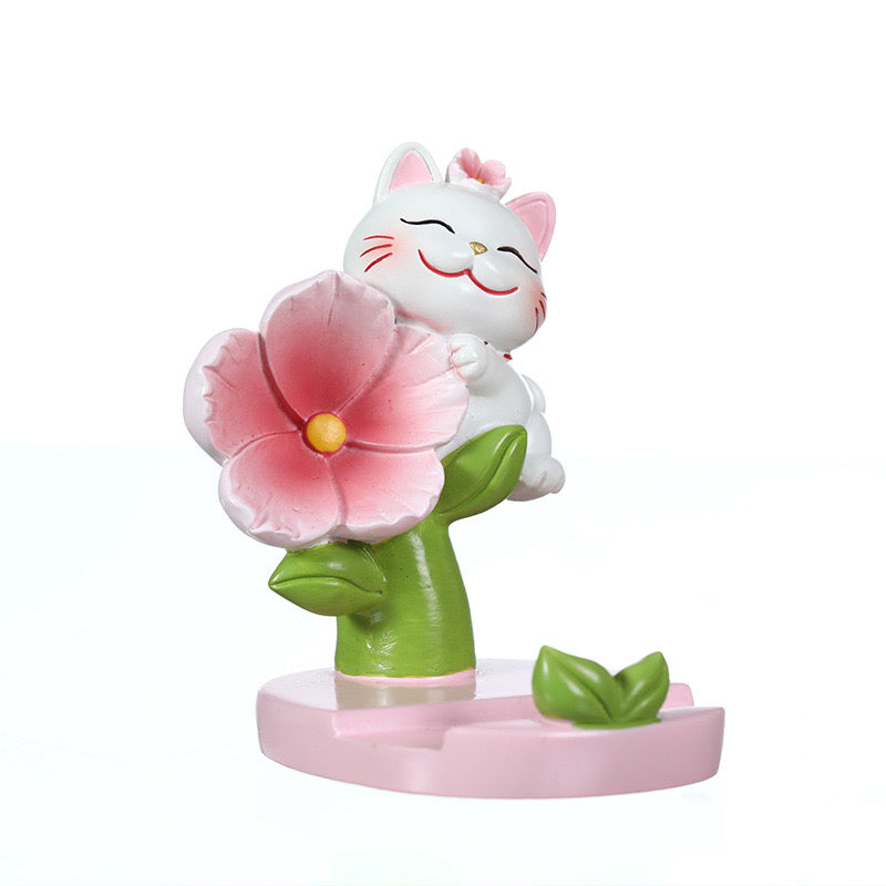 Sakura lucky cat Maneki Neko Figurine fortune cat Fairy Garden Car Decoration nodding wobbling