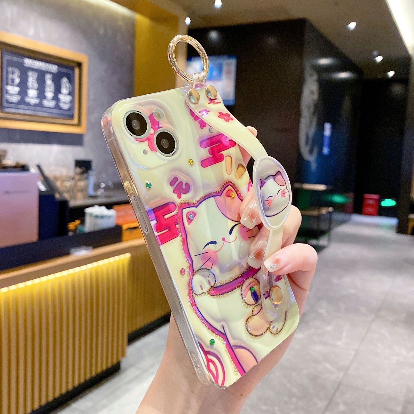 #209 2 pcs fortune cat phone case  lucky cat phone accessory for apple