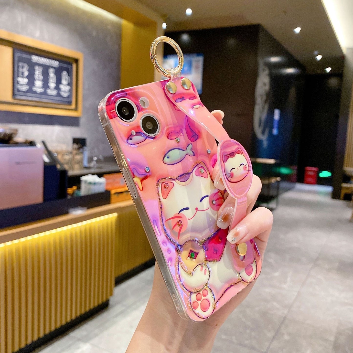 #209 2 pcs fortune cat phone case  lucky cat phone accessory for apple