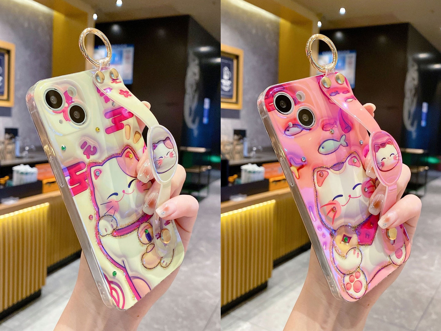#209 2 pcs fortune cat phone case  lucky cat phone accessory for apple