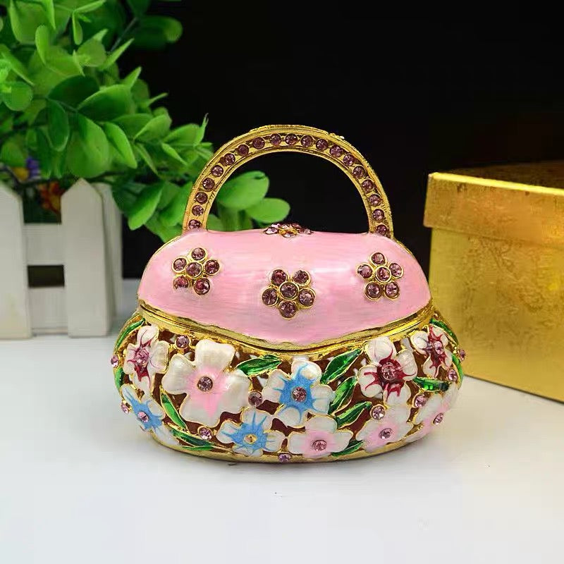 #HA1022-High grade Trinket box Jewelry box handmade Metal Enameled Ornament Hand-Embellished Gift for Lover