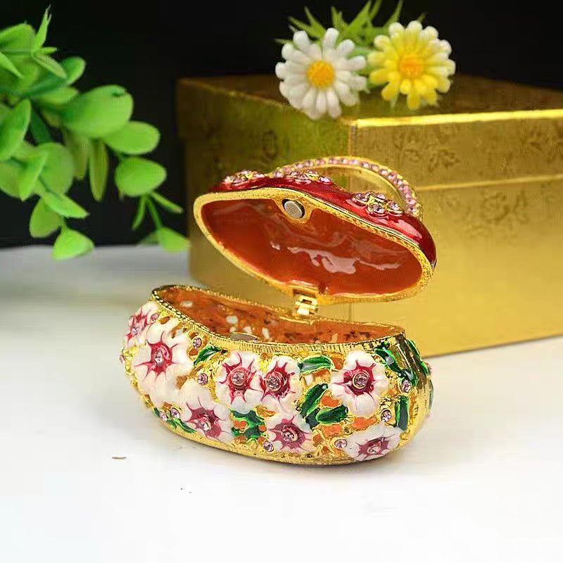 #HA1022-High grade Trinket box Jewelry box handmade Metal Enameled Ornament Hand-Embellished Gift for Lover