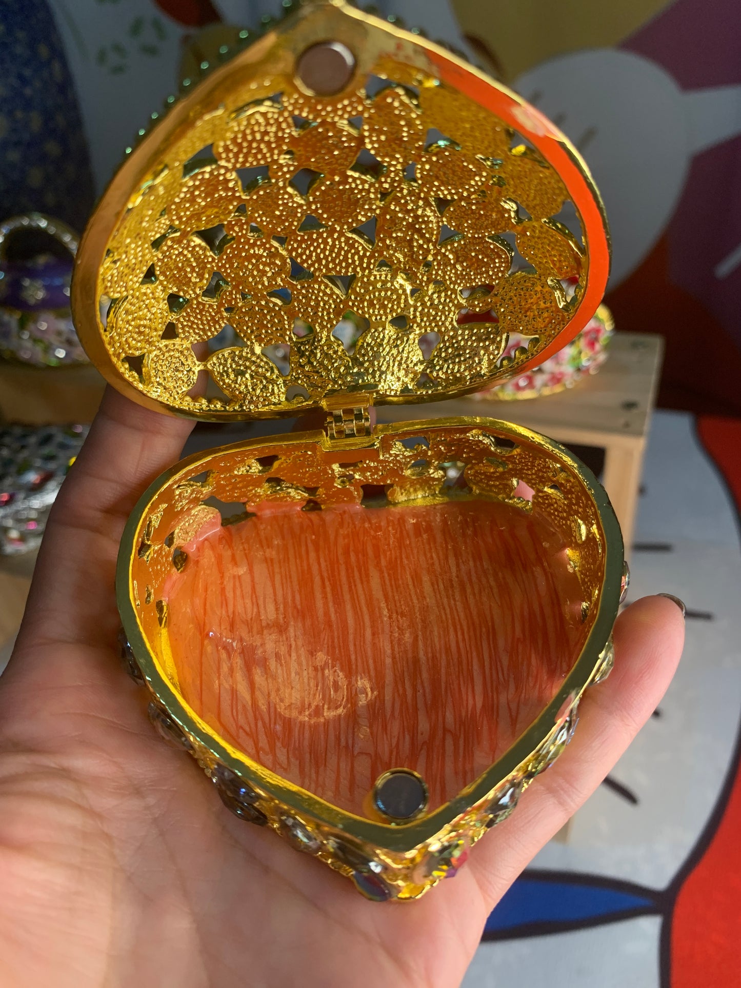 #HA1022-High grade Trinket box Jewelry box handmade Metal Enameled Ornament Hand-Embellished Gift for Lover