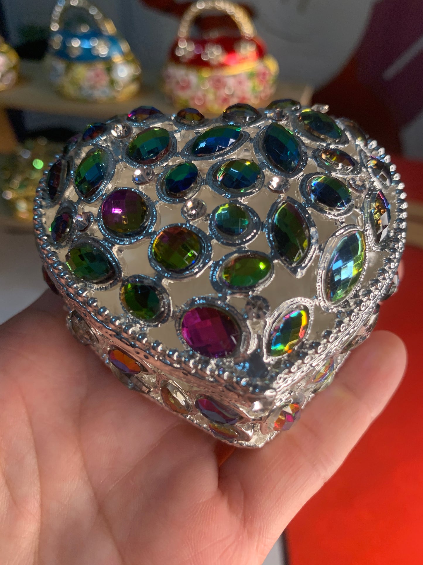 #HA1022-High grade Trinket box Jewelry box handmade Metal Enameled Ornament Hand-Embellished Gift for Lover