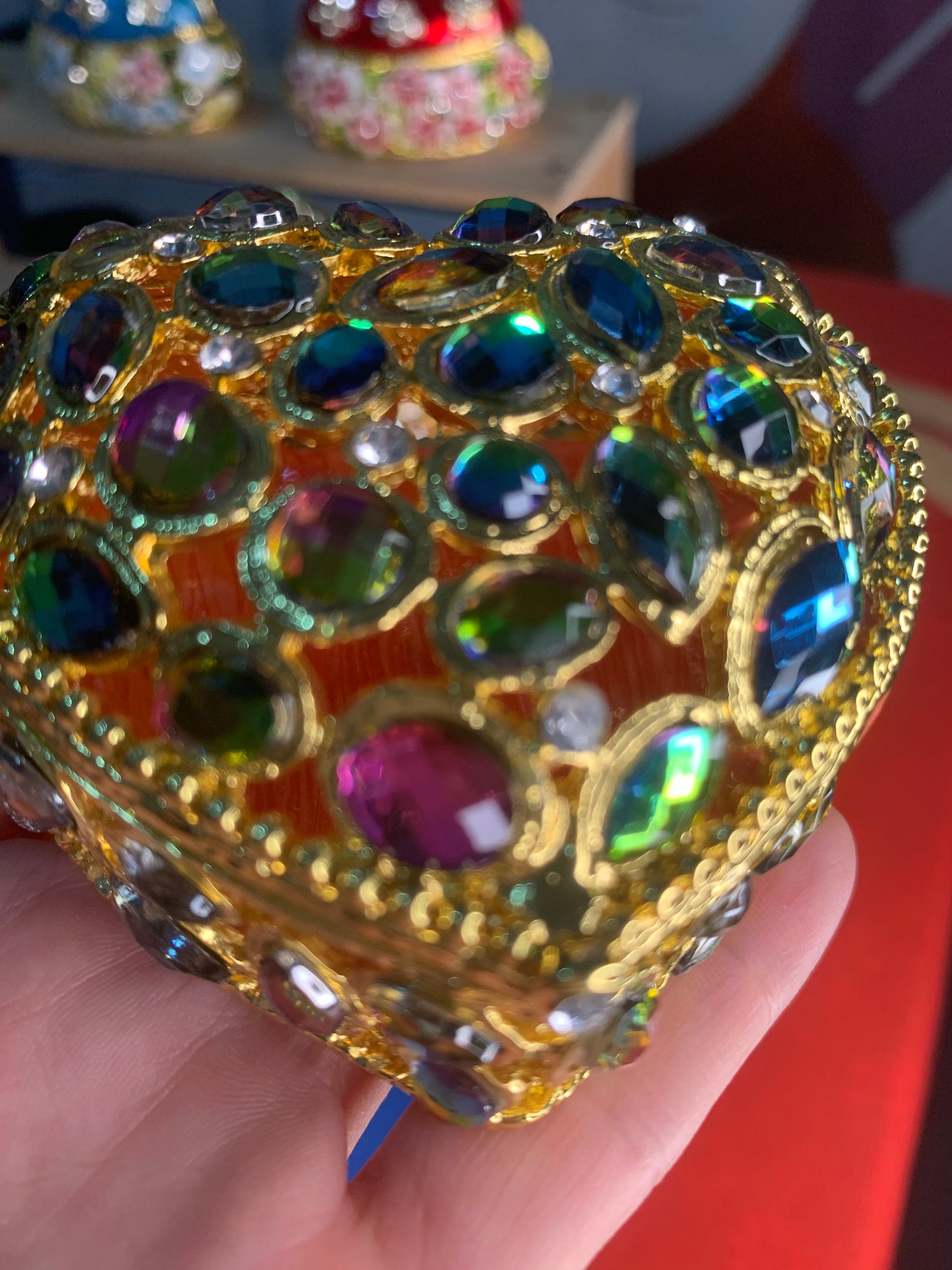 #HA1022-High grade Trinket box Jewelry box handmade Metal Enameled Ornament Hand-Embellished Gift for Lover