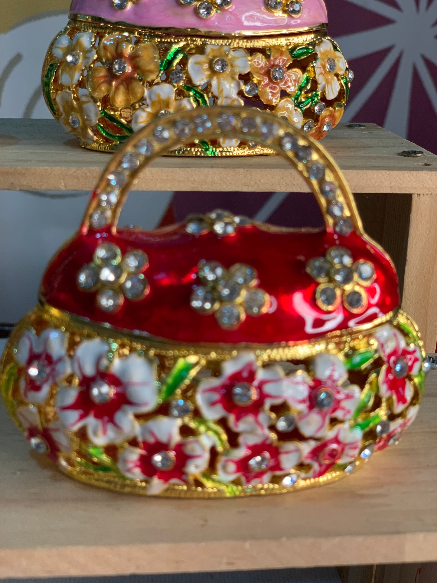 #HA1022-High grade Trinket box Jewelry box handmade Metal Enameled Ornament Hand-Embellished Gift for Lover