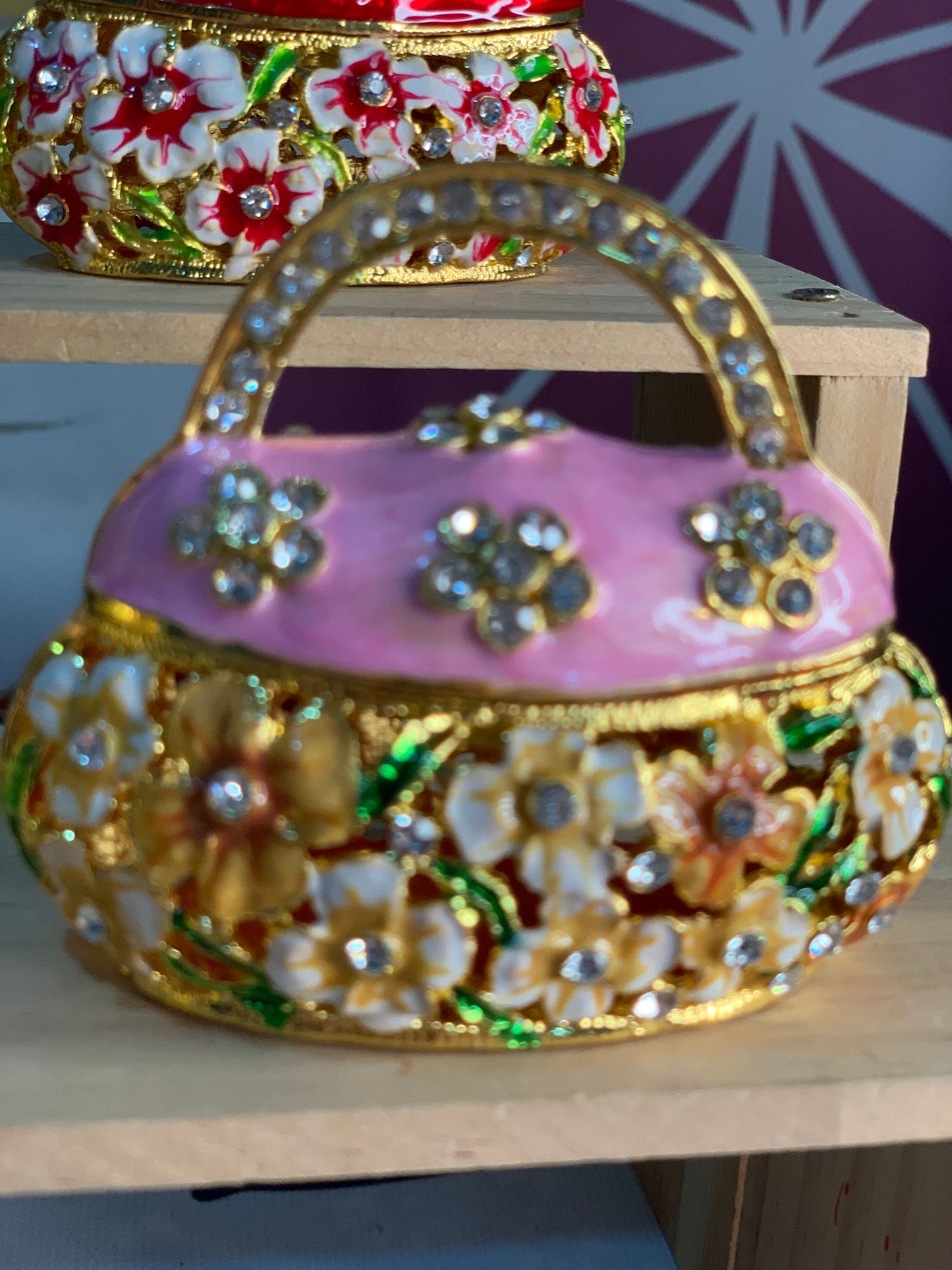 #HA1022-High grade Trinket box Jewelry box handmade Metal Enameled Ornament Hand-Embellished Gift for Lover